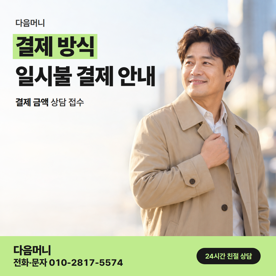 다음머니 홍천카드깡 같은 결제 방식으로 맞춘 비교