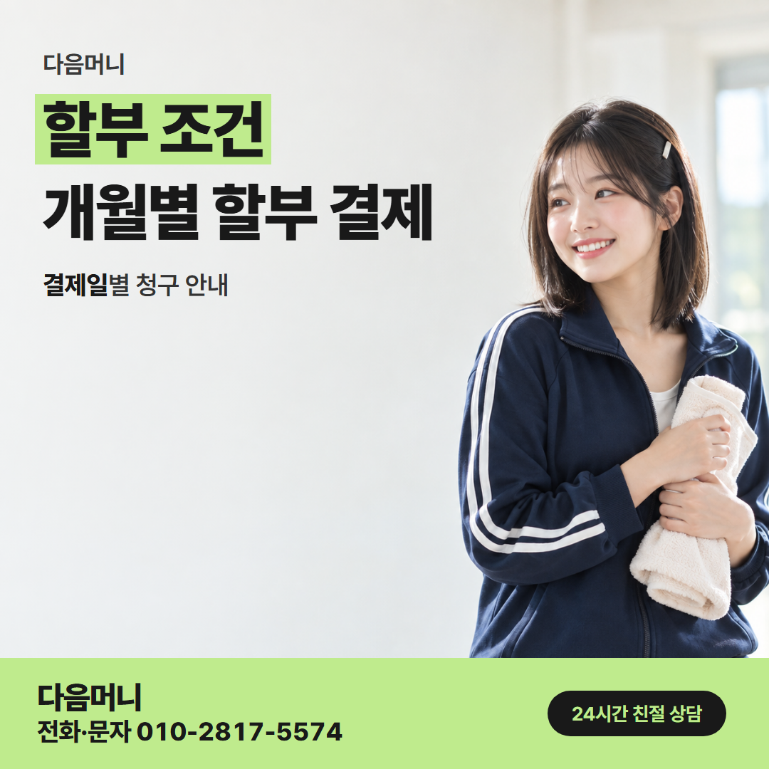 다음머니 홍천카드깡 같은 할부 개월로 맞춘 조건